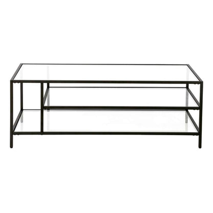 Hudson & Canal - Winthrop 46in Wide Rectangular Coffee Table with Glass Top in Blackened Bronze - CT0772 veiw 5