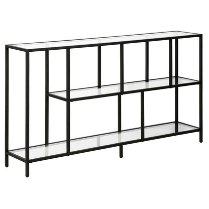 Hudson & Canal - Winthrop 52in Wide Rectangular Console Table with Glass Shelves in Blackened Bronze - AT1458 veiw 1