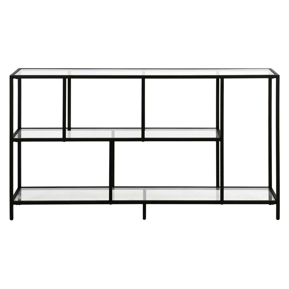 Hudson & Canal - Winthrop 52in Wide Rectangular Console Table with Glass Shelves in Blackened Bronze - AT1458 veiw 3