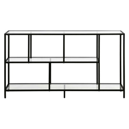 Hudson & Canal - Winthrop 52in Wide Rectangular Console Table with Glass Shelves in Blackened Bronze - AT1458 veiw 3