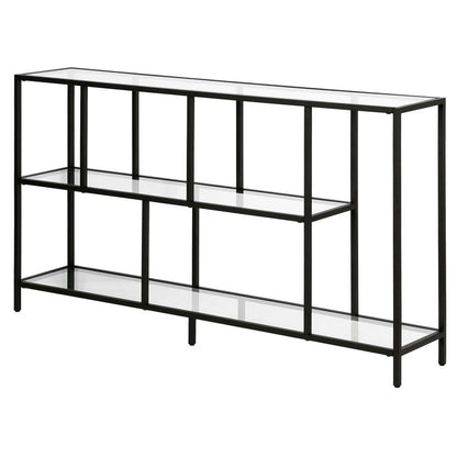 Hudson & Canal - Winthrop 52in Wide Rectangular Console Table with Glass Shelves in Blackened Bronze - AT1458 veiw 4