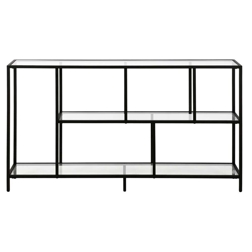 Hudson & Canal - Winthrop 52in Wide Rectangular Console Table with Glass Shelves in Blackened Bronze - AT1458 veiw 5