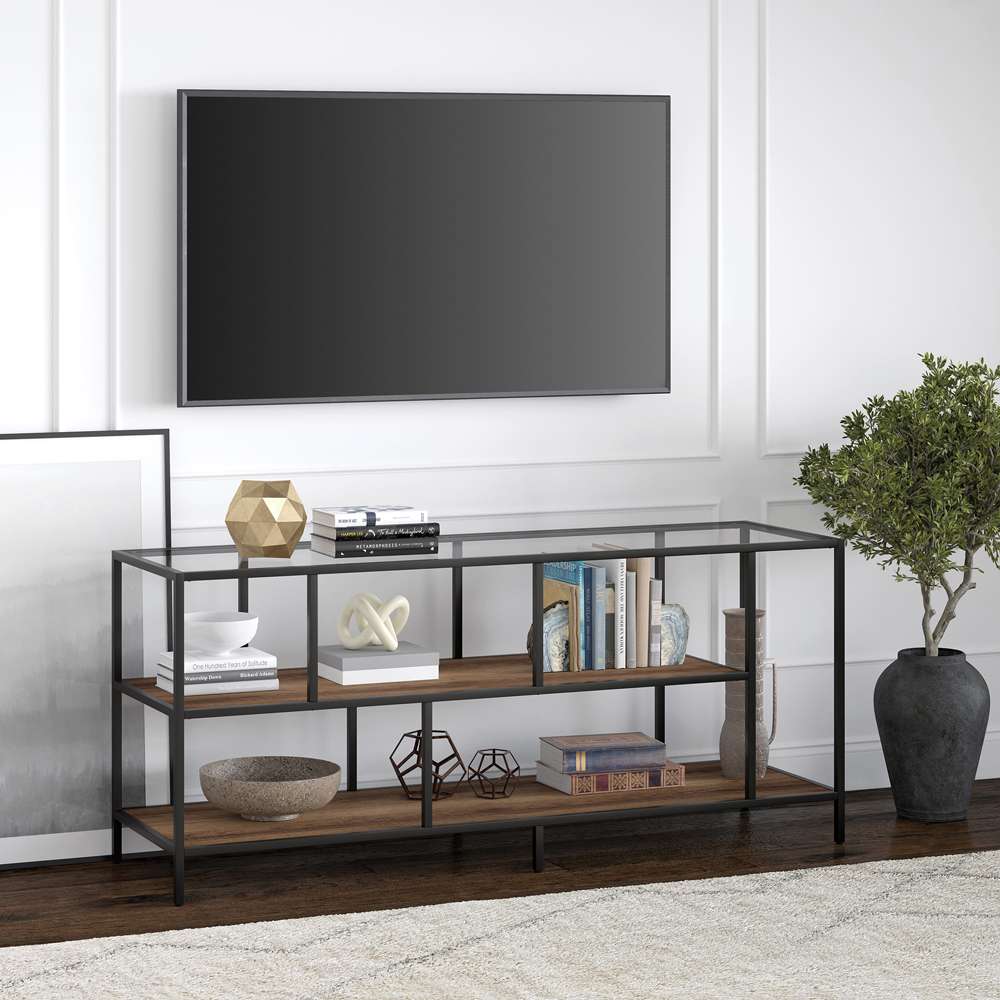 Hudson & Canal - Winthrop Rectangular TV Stand with MDF Shelves for TVs up to 60in in Blackened Bronze/Rustic Oak - TV1156 veiw 2