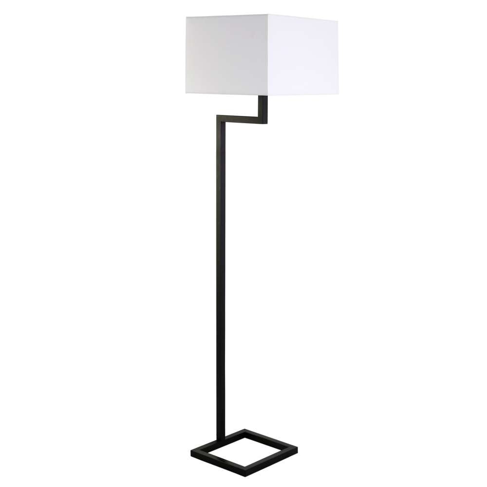 Hudson & Canal - Xavier 64in Tall Floor Lamp with Fabric Shade in Blackened Bronze/White - FL1097 veiw 1