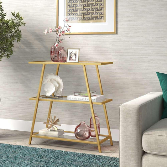 Hudson & Canal - Yair 36in Tall Rectangular Bookcase in Brass - BK1049 veiw 2