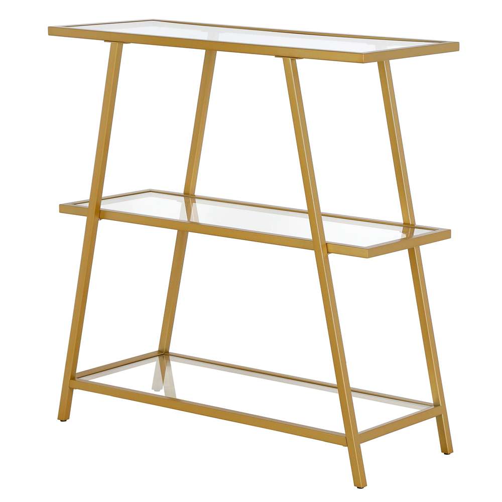 Hudson & Canal - Yair 36in Tall Rectangular Bookcase in Brass - BK1049 veiw 4
