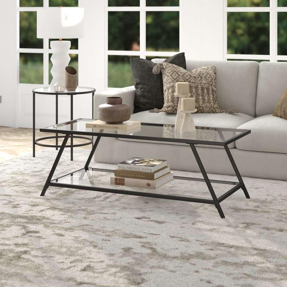 Hudson & Canal - Yair 48in Wide Rectangular Coffee Table in Blackened Bronze - CT1216 veiw 2