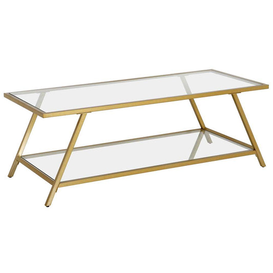 Hudson & Canal - Yair 48in Wide Rectangular Coffee Table in Brass - CT1217 veiw 1