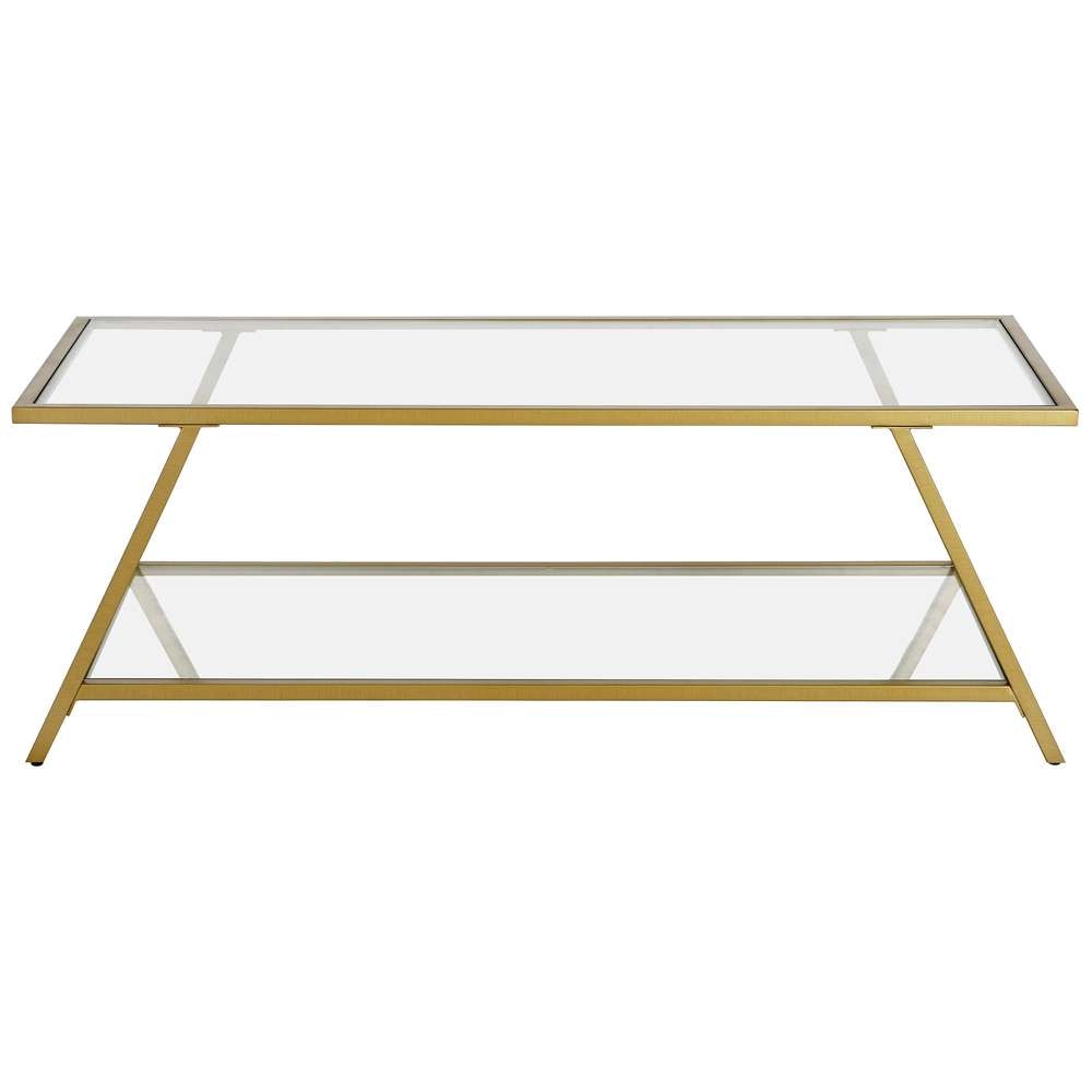 Hudson & Canal - Yair 48in Wide Rectangular Coffee Table in Brass - CT1217 veiw 3