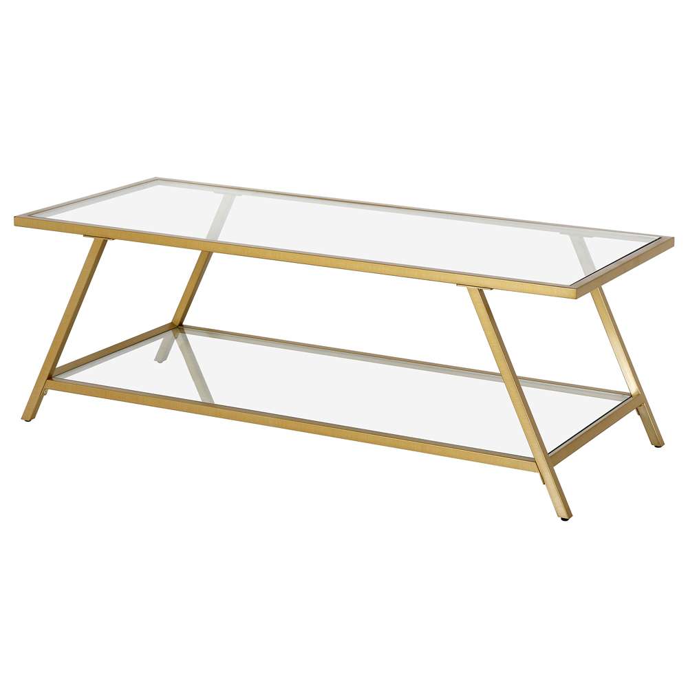 Hudson & Canal - Yair 48in Wide Rectangular Coffee Table in Brass - CT1217 veiw 4