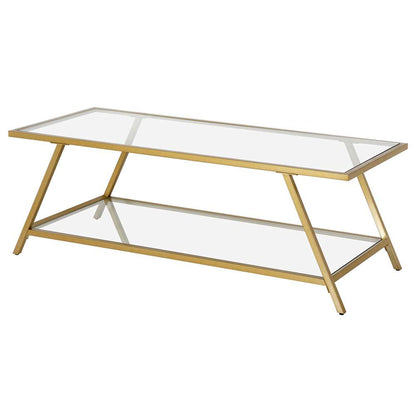 Hudson & Canal - Yair 48in Wide Rectangular Coffee Table in Brass - CT1217 veiw 4