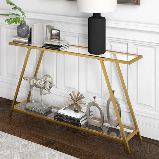 Hudson & Canal - Yair 52in Wide Rectangular Console Table in Brass - AT0993 veiw 2