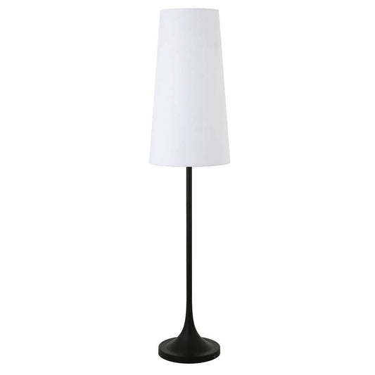 Hudson & Canal - Yana 60in Tall Floor Lamp with Fabric Shade in Blackened Bronze/White - FL0656 veiw 1