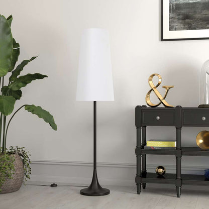 Hudson & Canal - Yana 60in Tall Floor Lamp with Fabric Shade in Blackened Bronze/White - FL0656 veiw 2
