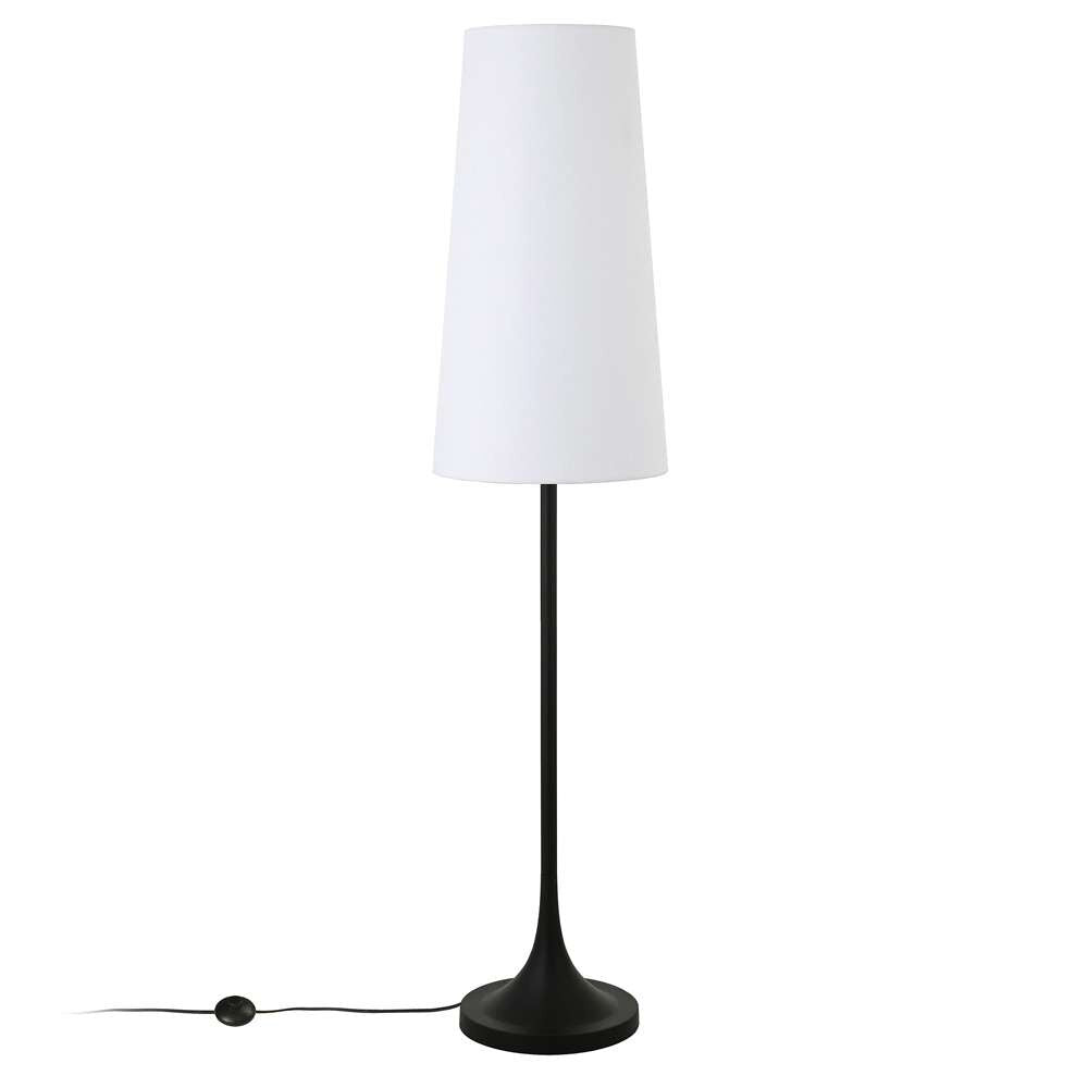 Hudson & Canal - Yana 60in Tall Floor Lamp with Fabric Shade in Blackened Bronze/White - FL0656 veiw 3
