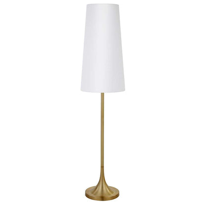 Hudson & Canal - Yana 60in Tall Floor Lamp with Fabric Shade in Brass/White - FL0657 veiw 1