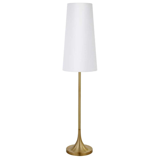 Hudson & Canal - Yana 60in Tall Floor Lamp with Fabric Shade in Brass/White - FL0657 veiw 1