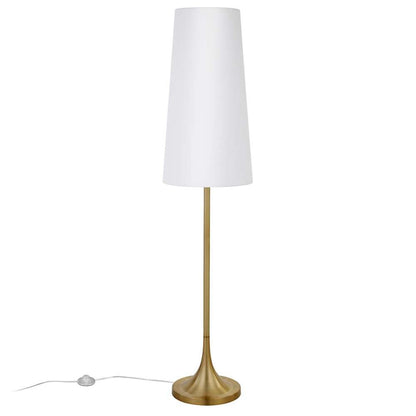 Hudson & Canal - Yana 60in Tall Floor Lamp with Fabric Shade in Brass/White - FL0657 veiw 3