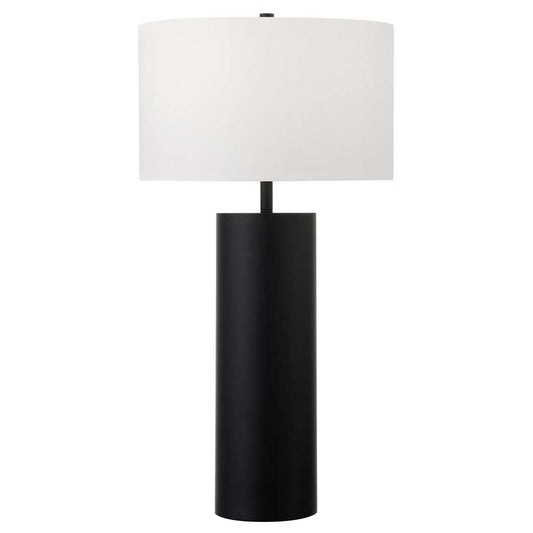 Hudson & Canal - York 29.5in Tall Table Lamp with Fabric Shade in Blackened Bronze/White - TL1821 veiw 1
