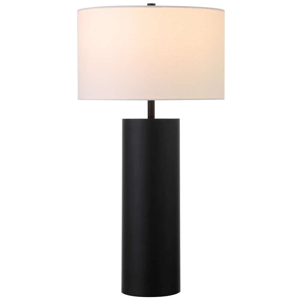Hudson & Canal - York 29.5in Tall Table Lamp with Fabric Shade in Blackened Bronze/White - TL1821 veiw 3