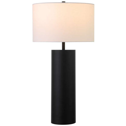 Hudson & Canal - York 29.5in Tall Table Lamp with Fabric Shade in Blackened Bronze/White - TL1821 veiw 3