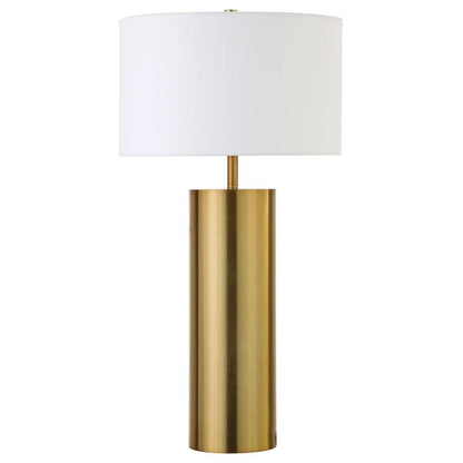 Hudson & Canal - York 29.5in Tall Table Lamp with Fabric Shade in Brass/White - TL1822 veiw 1