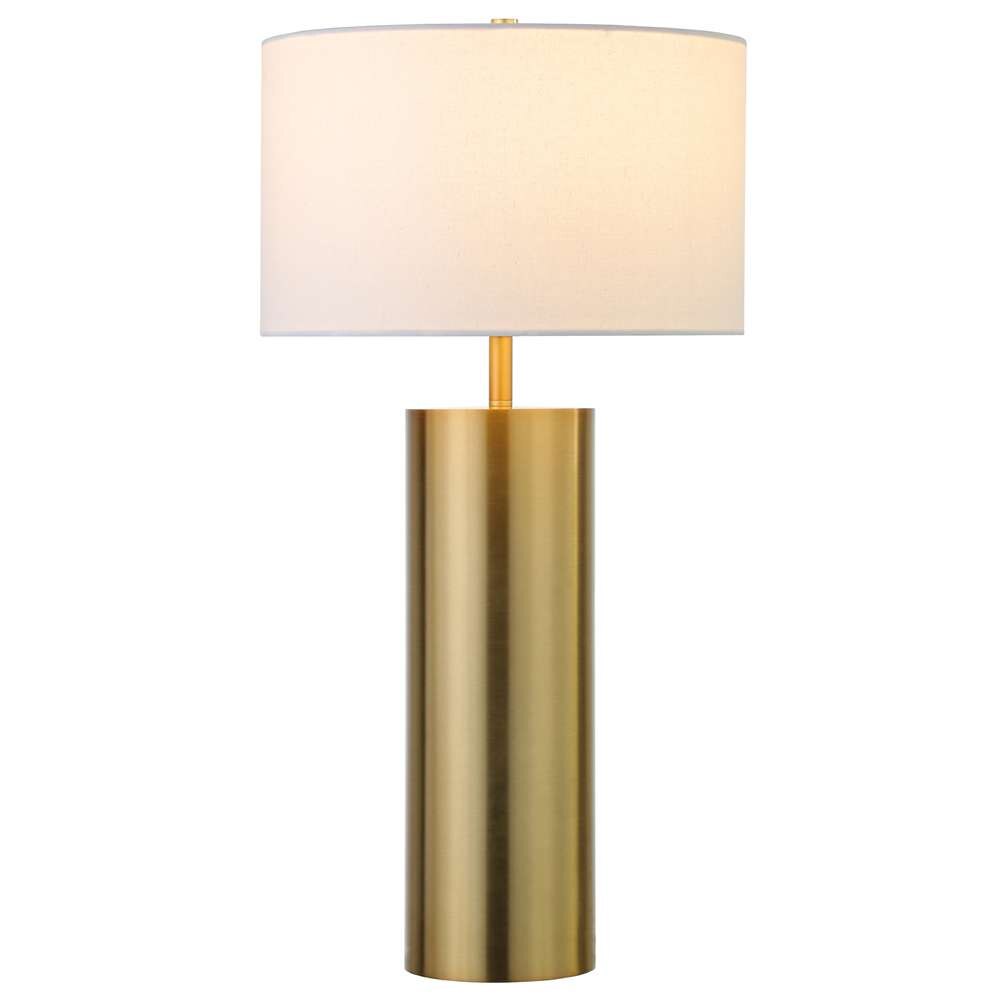 Hudson & Canal - York 29.5in Tall Table Lamp with Fabric Shade in Brass/White - TL1822 veiw 3