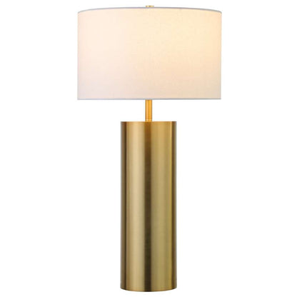 Hudson & Canal - York 29.5in Tall Table Lamp with Fabric Shade in Brass/White - TL1822 veiw 3