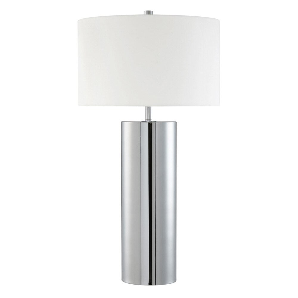 Hudson & Canal - York 29.5in Tall Table Lamp with Fabric Shade in Polished Nickel/White - TL2084 veiw 1