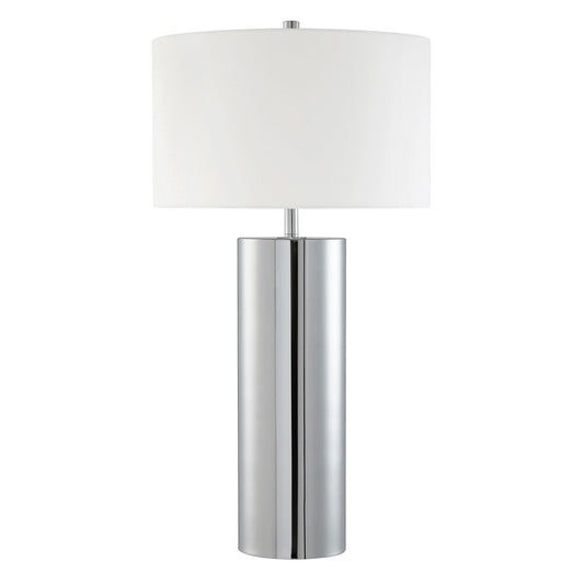 Hudson & Canal - York 29.5in Tall Table Lamp with Fabric Shade in Polished Nickel/White - TL2084 veiw 1