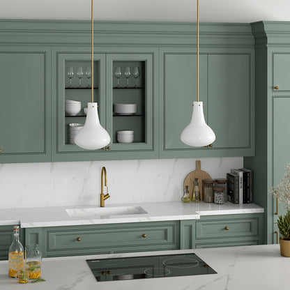 Hudson & Canal - Yuri 11.75in Wide Pendant with Glass Shade in Brass/White Milk - PD1462