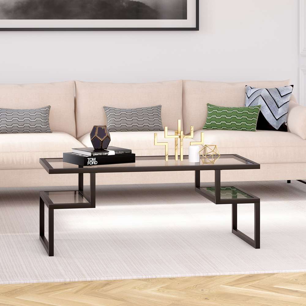 Hudson & Canal - Zander 45in Wide Rectangular Coffee Table in Blackened Bronze - CT0191 veiw 2