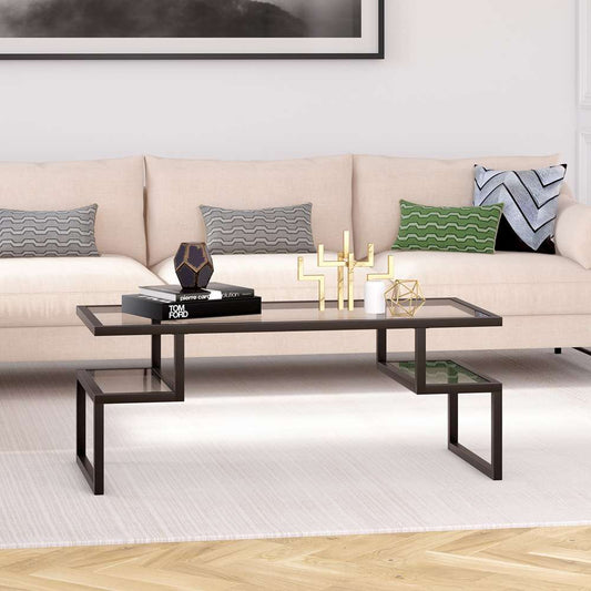 Hudson & Canal - Zander 45in Wide Rectangular Coffee Table in Blackened Bronze - CT0191 veiw 2
