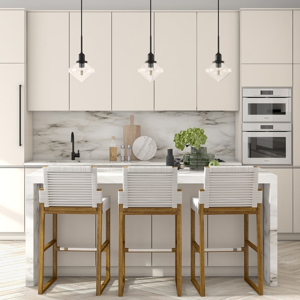 Hudson & Canal - Zariza 8in Wide Pendant with Glass Shade in Blackened Bronze/Clear - PD0610