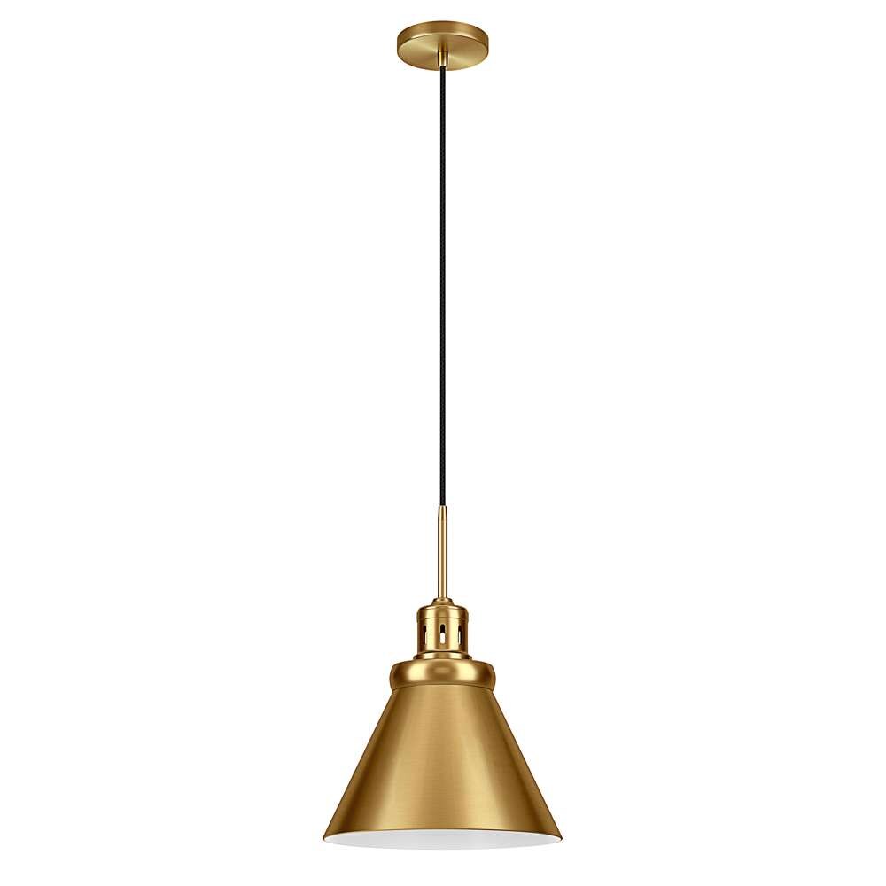 Hudson & Canal - Zeno 12in Wide Pendant with Metal Shade in Brushed Brass/Brushed Brass - PD1658 veiw 1