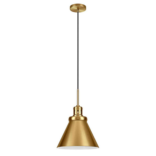Hudson & Canal - Zeno 12in Wide Pendant with Metal Shade in Brushed Brass/Brushed Brass - PD1658 veiw 1