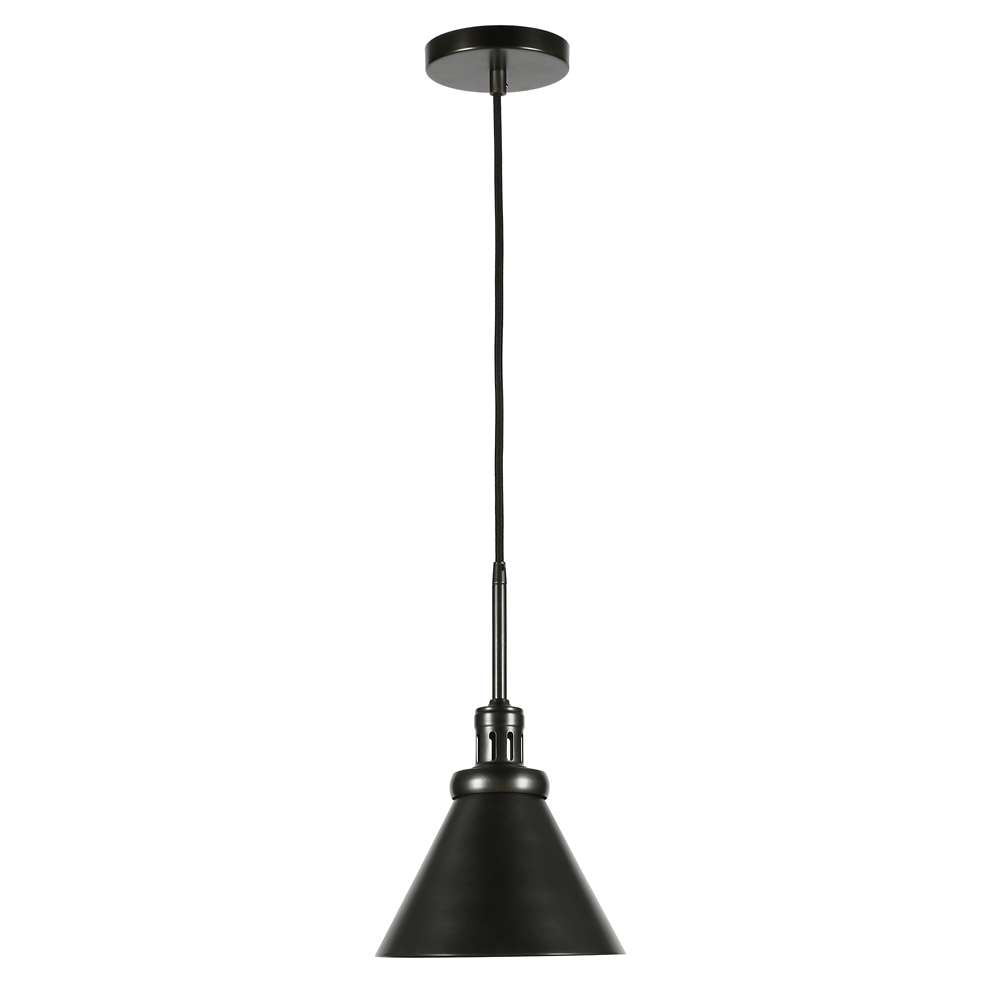 Hudson & Canal - Zeno 8.5in Wide Pendant with Metal Shade in Blackened Steel/Blackened Bronze - PD0720 veiw 1