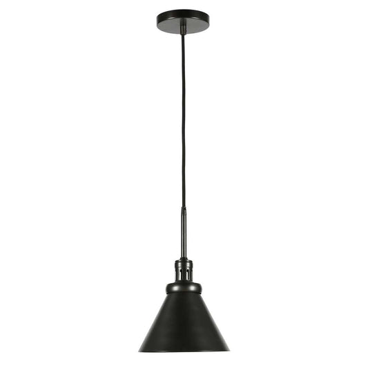 Hudson & Canal - Zeno 8.5in Wide Pendant with Metal Shade in Blackened Steel/Blackened Bronze - PD0720 veiw 1