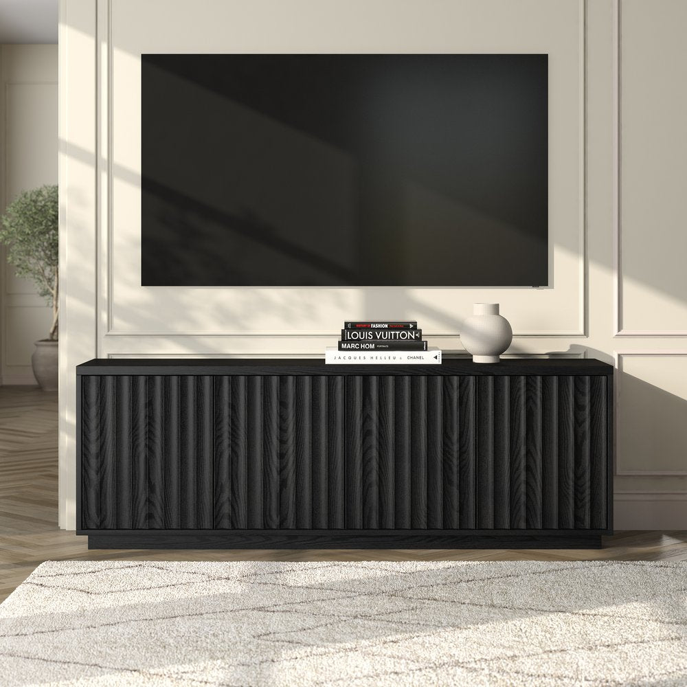 Hudson & Canal - Bourne Rectangular Fluted TV Stand for TVs up to 75in in Black Grain - TV2443 view 5