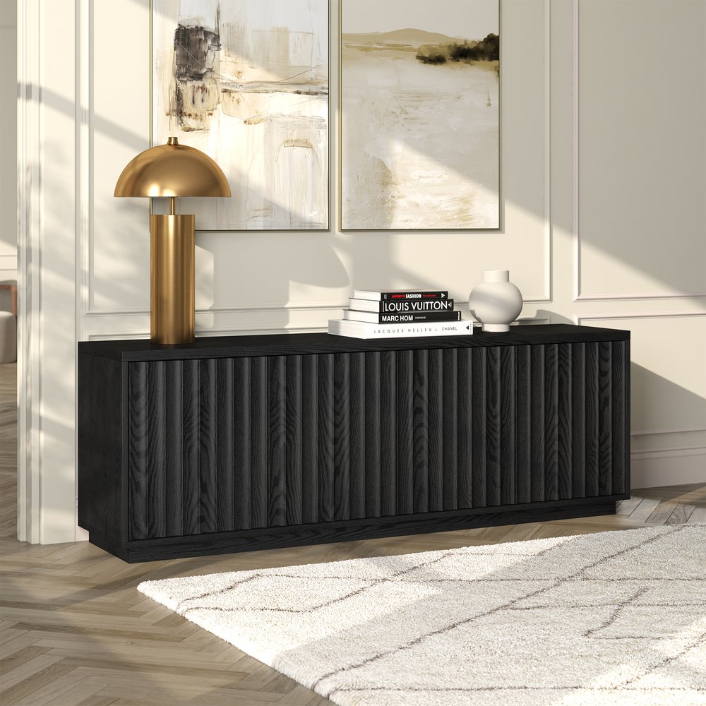 Hudson & Canal - Bourne Rectangular Fluted TV Stand for TVs up to 75in in Black Grain - TV2443 view 6