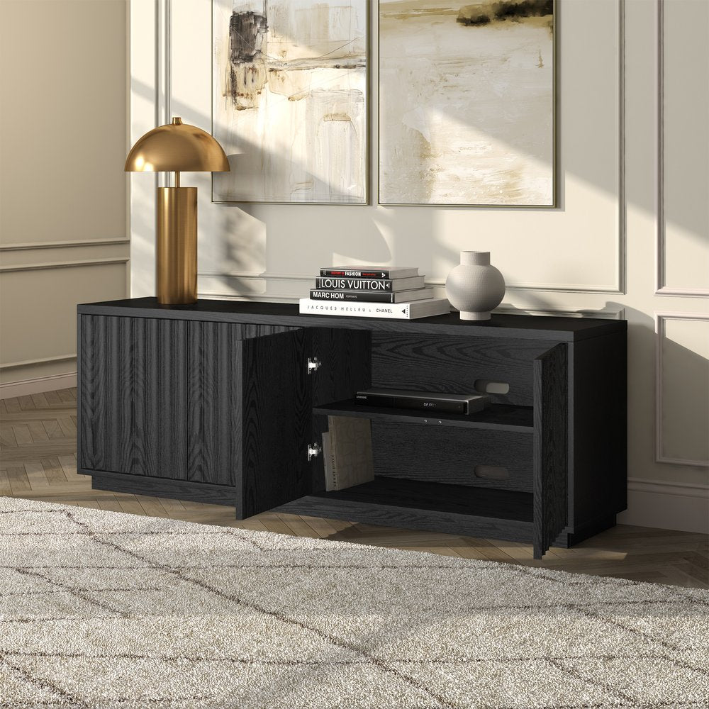 Hudson & Canal - Bourne Rectangular Fluted TV Stand for TVs up to 75in in Black Grain - TV2443 view 7