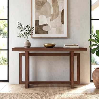 Hudson & Canal - Breslow 55in Wide Rectangular Console Table in Satin Walnut - AT2569 view 4