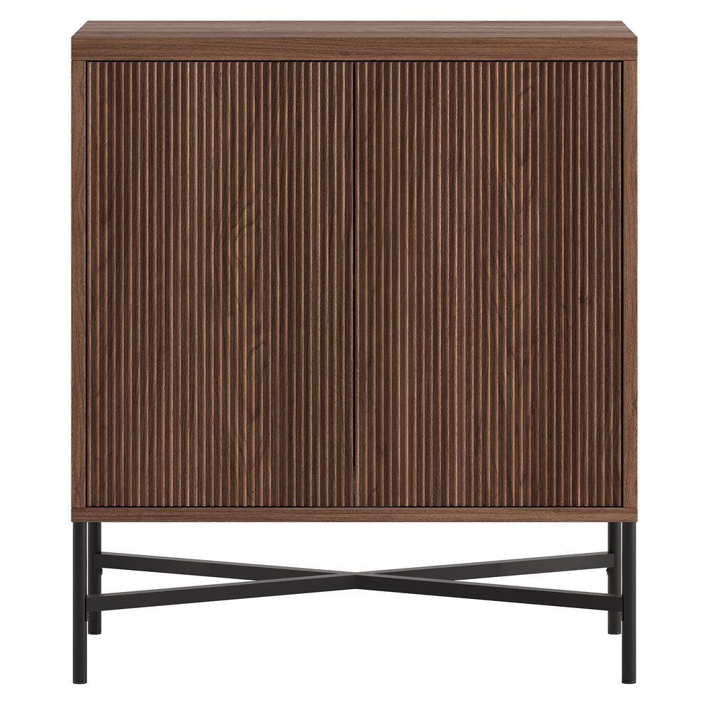 Hudson & Canal - Brighton 28in Wide Rectangular Fluted Accent Cabinet in Satin Walnut - AC2546 view 2