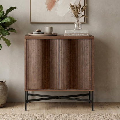 Hudson & Canal - Brighton 28in Wide Rectangular Fluted Accent Cabinet in Satin Walnut - AC2546 view 5