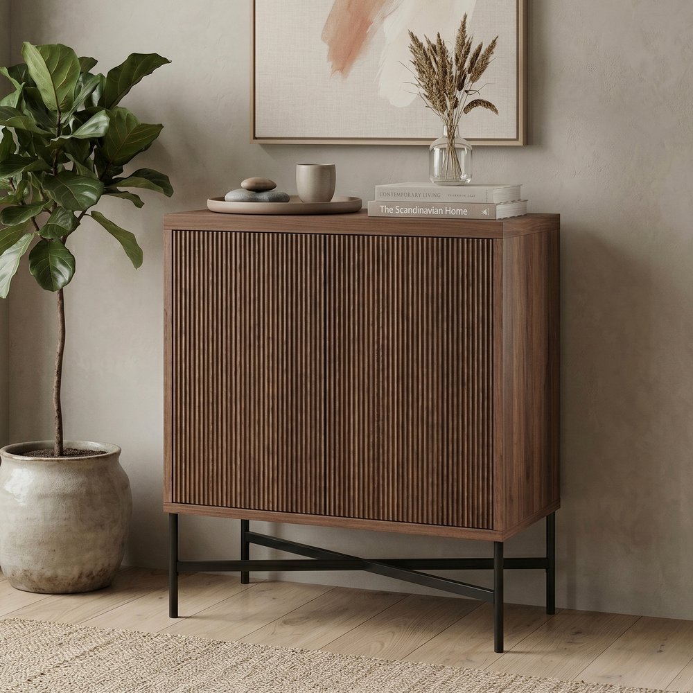 Hudson & Canal - Brighton 28in Wide Rectangular Fluted Accent Cabinet in Satin Walnut - AC2546 view 6