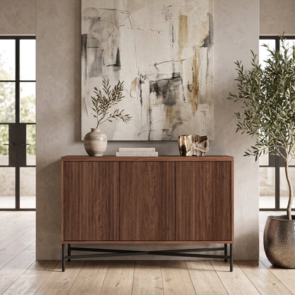 Hudson & Canal - Brighton 48in Wide Rectangular Fluted Buffet Table in Satin Walnut - BF2570 view 5