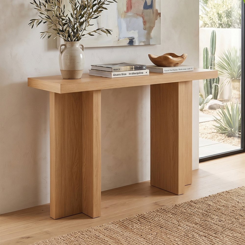 Hudson & Canal - Dimitra 42in Wide Rectangular Console Table in Blonde Oak - AT2581 view 1