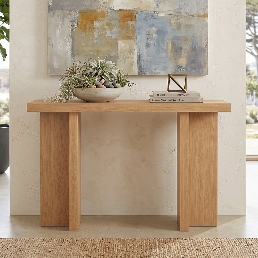 Hudson & Canal - Dimitra 42in Wide Rectangular Console Table in Blonde Oak - AT2581 view 2