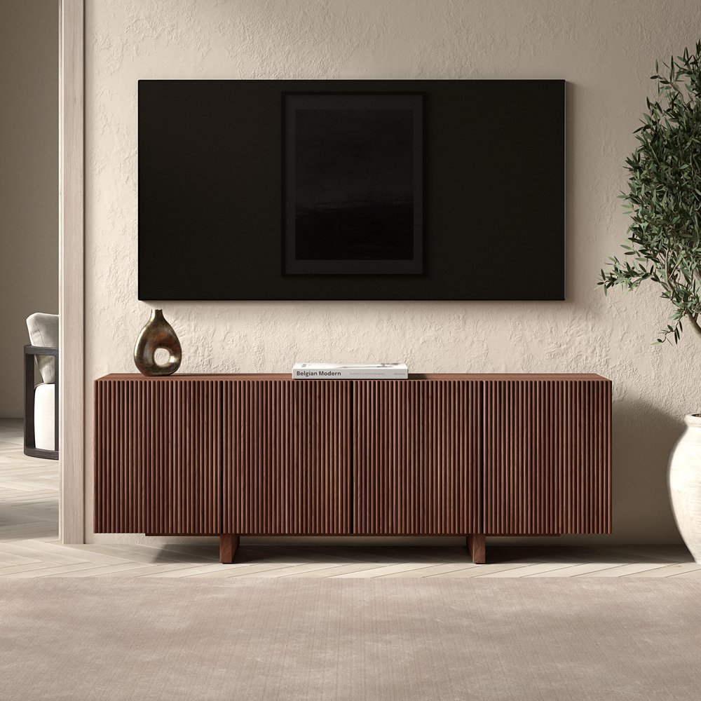Hudson & Canal - Harold Rectangular Fluted TV Stand for TVs up to 75in in Satin Walnut - TV2517 view 4