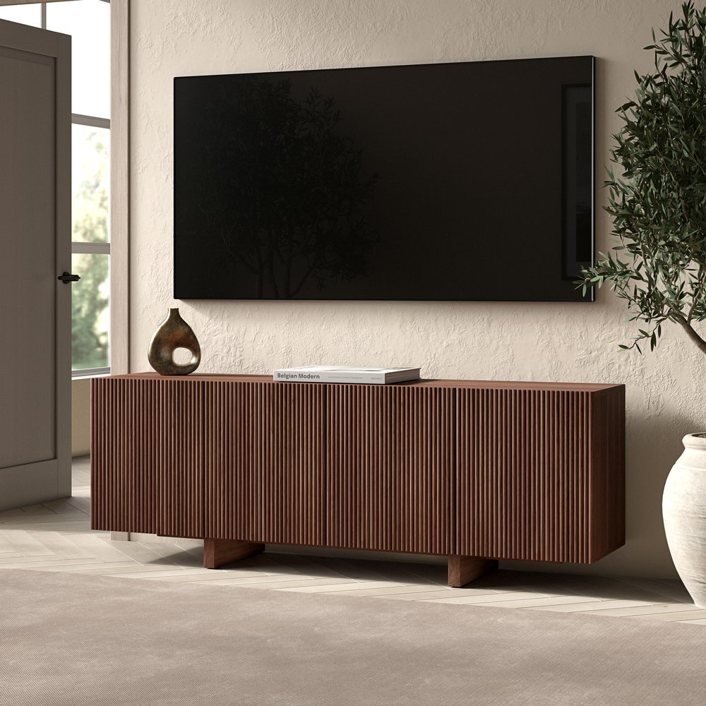 Hudson & Canal - Harold Rectangular Fluted TV Stand for TVs up to 75in in Satin Walnut - TV2517 view 5